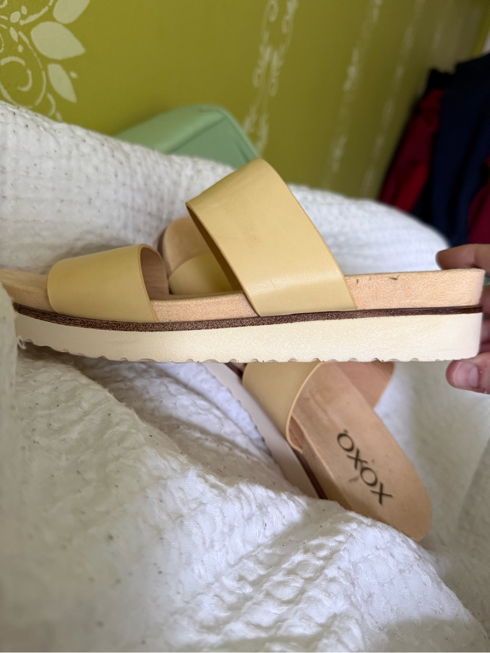 XOXO Women's Double Band Slide Sandals in Yellow SIZE 7